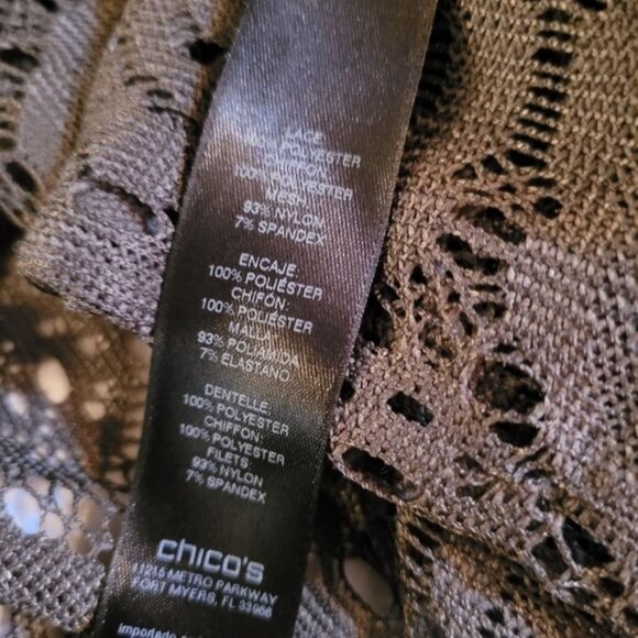 Travelers Chico's Top Lace Cardigan Green Size 1 large Contemporary Modern - Picture 8 of 8